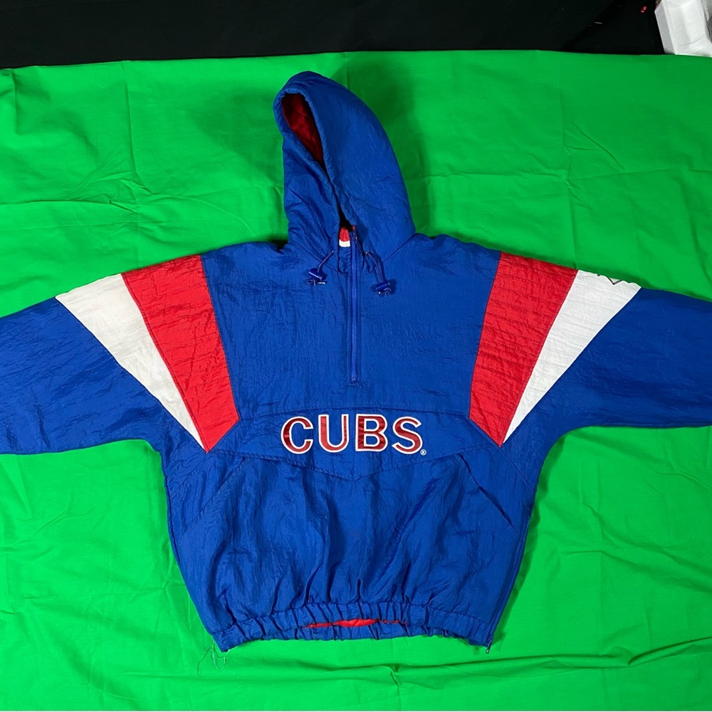 90’s Chicago Cubs Starter Jacket half zip/pullover with Hood Size L!!